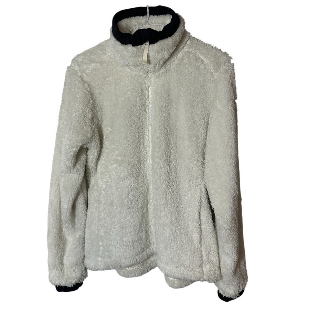 Helly Hansen Womens White High Pile Fleece Full Zip Jacket Mock Neck Size Medium